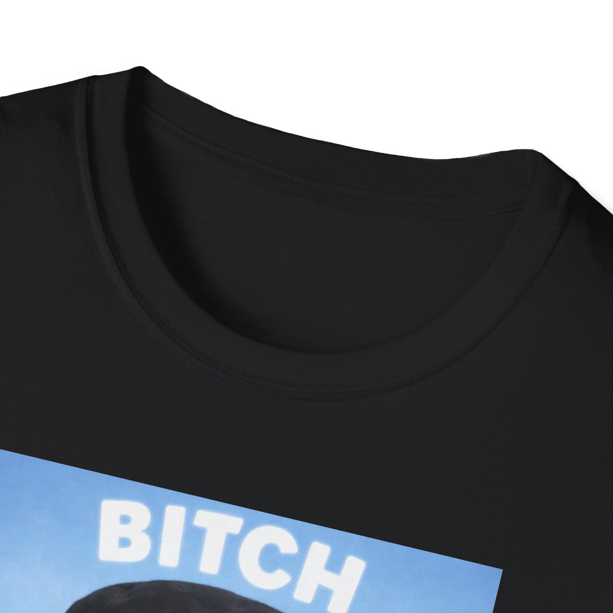 Cat Portrait T-Shirt — 'Bitch' Retro Cat with Bucket Hat & Gold Chain